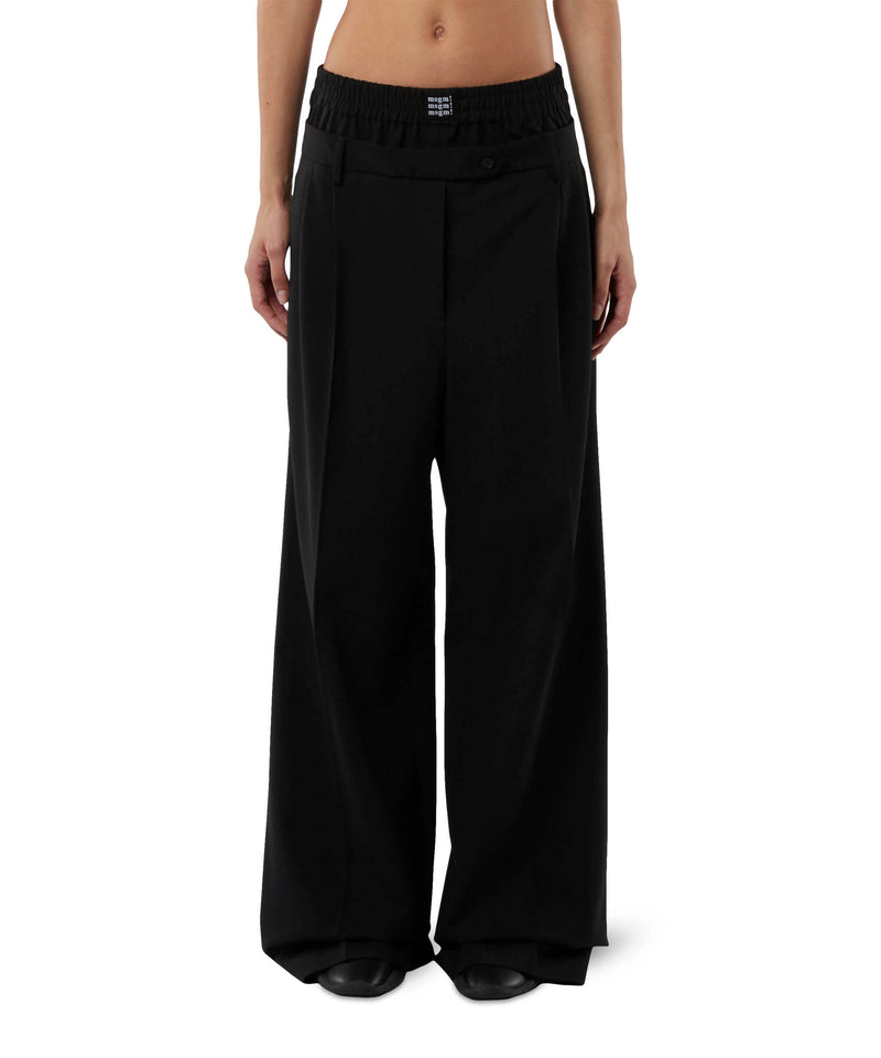 Virgin wool tailored pants with built-in boxers BLACK Women 