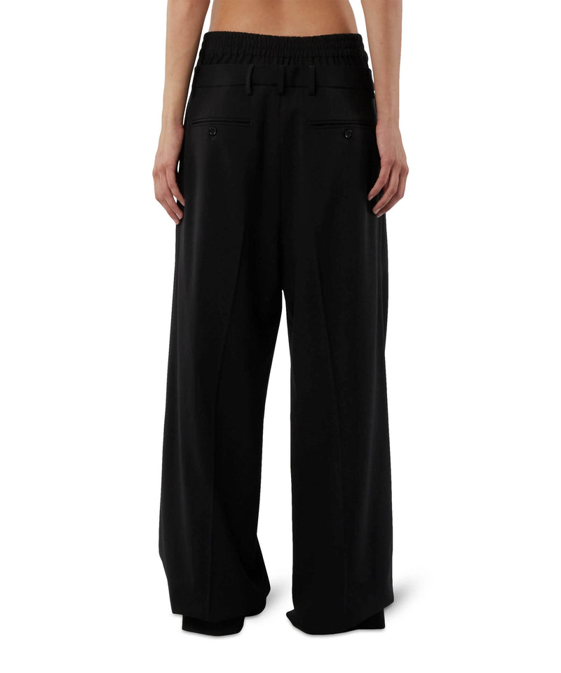 Virgin wool tailored pants with built-in boxers BLACK Women 