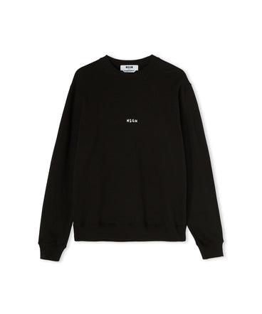 Felpa girocollo in cotone tinta unita con micro logo MSGM