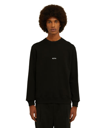 Felpa girocollo in cotone tinta unita con micro logo MSGM