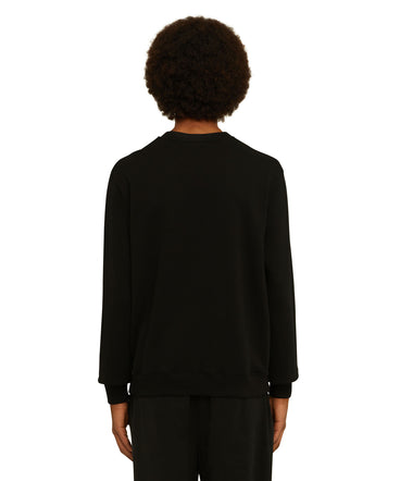Felpa girocollo in cotone tinta unita con micro logo MSGM