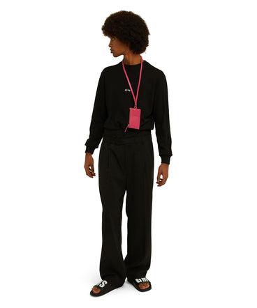 Felpa girocollo in cotone tinta unita con micro logo MSGM