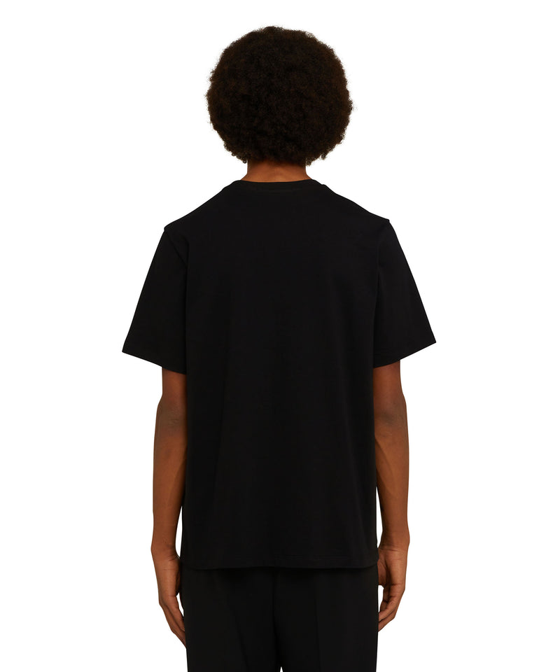 Cotton crewneck t-shirt with MSGM micro logo BLACK Men 