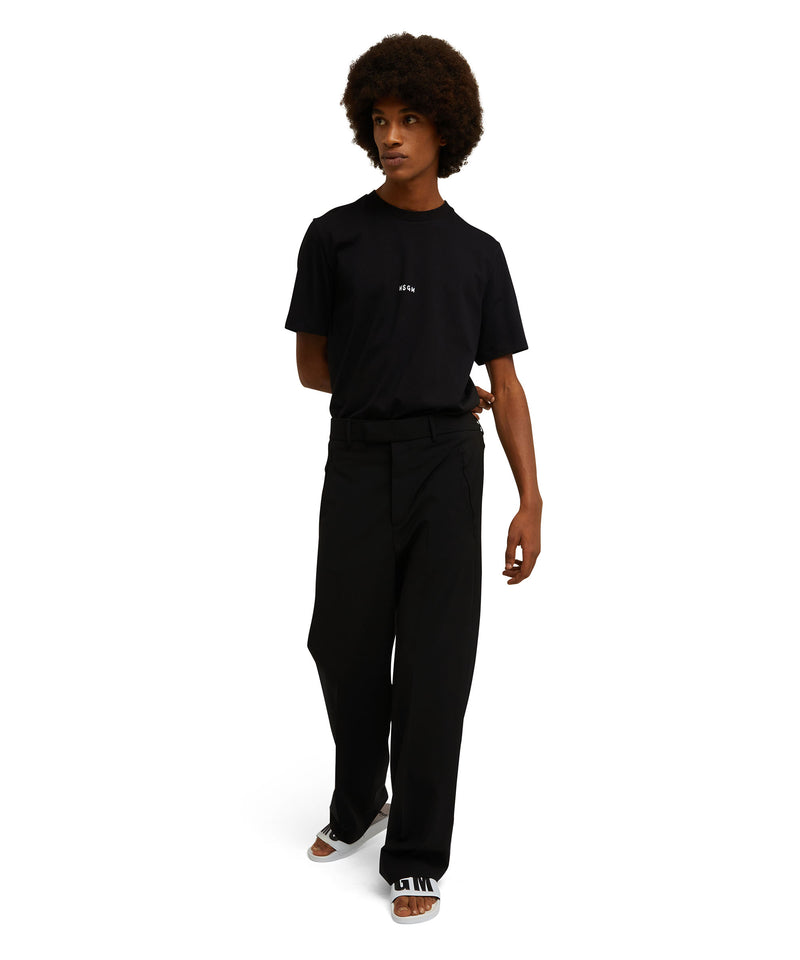 Cotton crewneck t-shirt with MSGM micro logo BLACK Men 