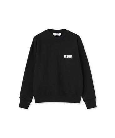 Felpa girocollo in cotone tinta unita con logo MSGM e quote