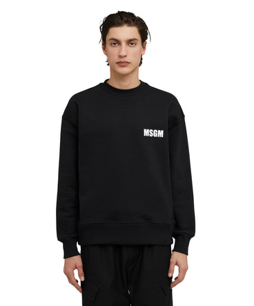 Felpa girocollo in cotone tinta unita con logo MSGM e quote