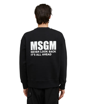 Felpa girocollo in cotone tinta unita con logo MSGM e quote