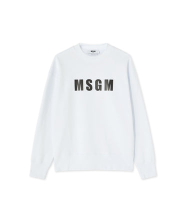 Solid color cotton crewneck sweatshirt with MSGM logo