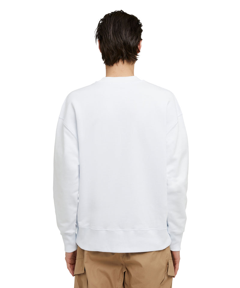 Solid color cotton crewneck sweatshirt with MSGM logo WHITE Men 