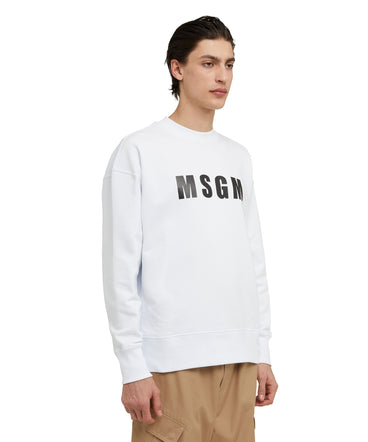 Solid color cotton crewneck sweatshirt with MSGM logo