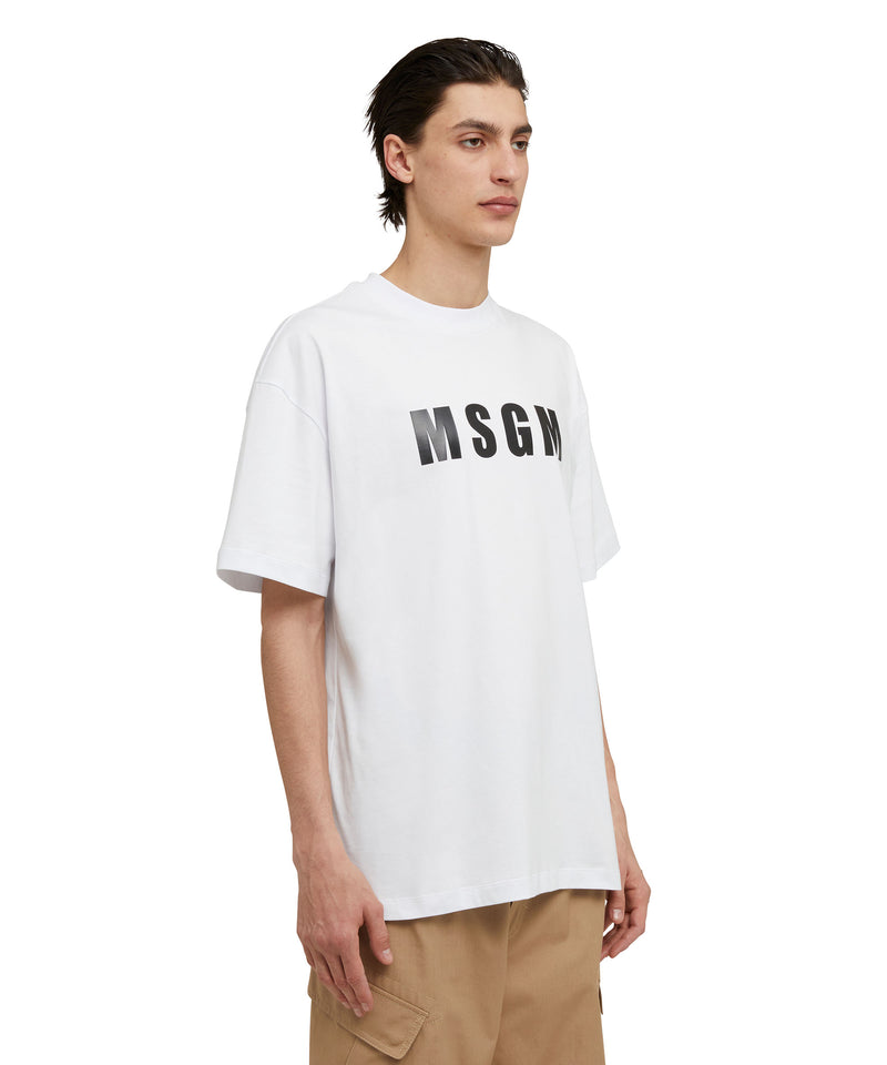 Cotton crewneck t-shirt with MSGM logo WHITE Men 