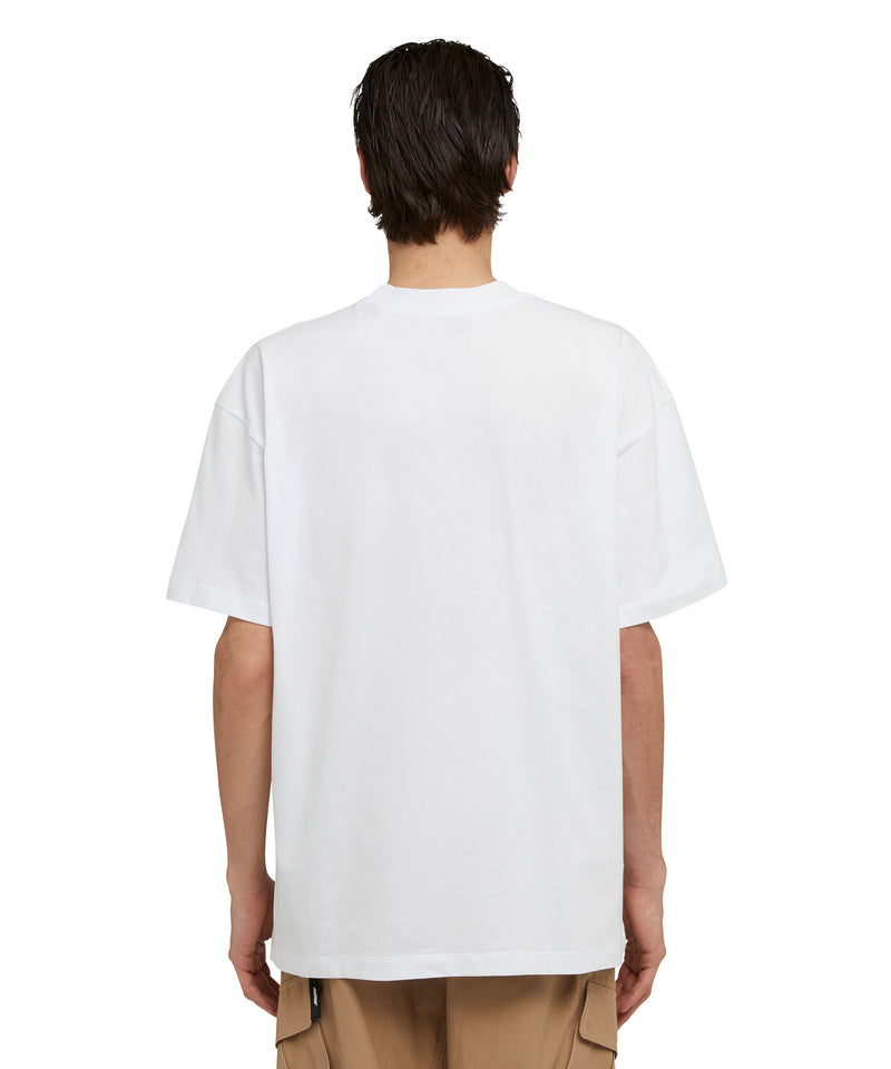 Cotton crewneck t-shirt with MSGM logo WHITE Men 