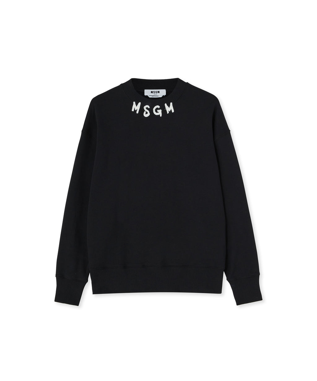 スウェット・トレーナー MSGM COTTON CREWNECK SWEATSHIRT WITH LOGO Cotton crewneck sweatshirt with brushed MSGM logo at the