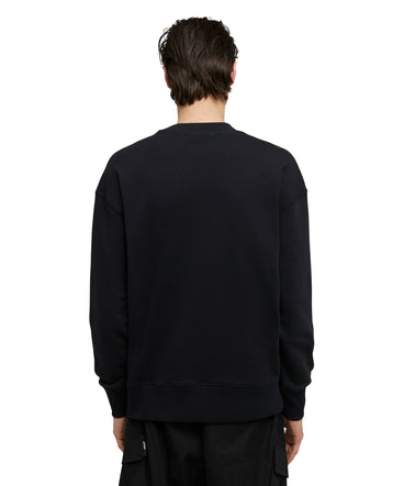 Felpa girocollo in cotone con logo pennellato MSGM posizionato sul collo