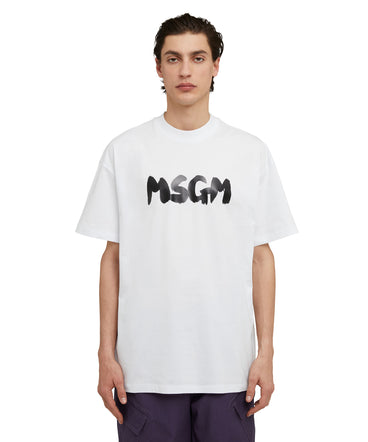 Cotton crewneck t-shirt with new brushed MSGM logo