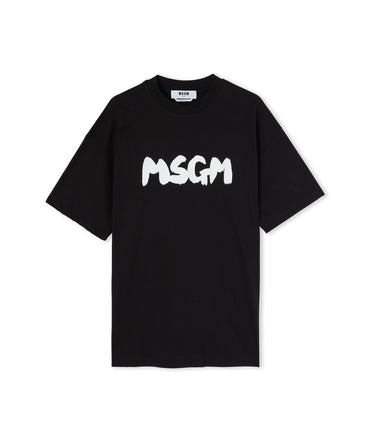 Cotton crewneck t-shirt with new brushed MSGM logo