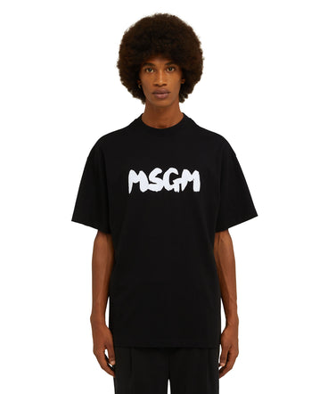 Cotton crewneck t-shirt with new brushed MSGM logo