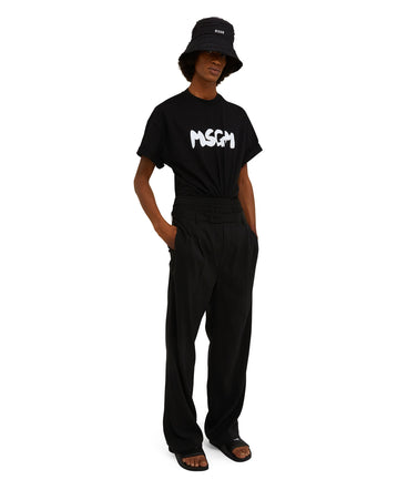 Cotton crewneck t-shirt with new brushed MSGM logo