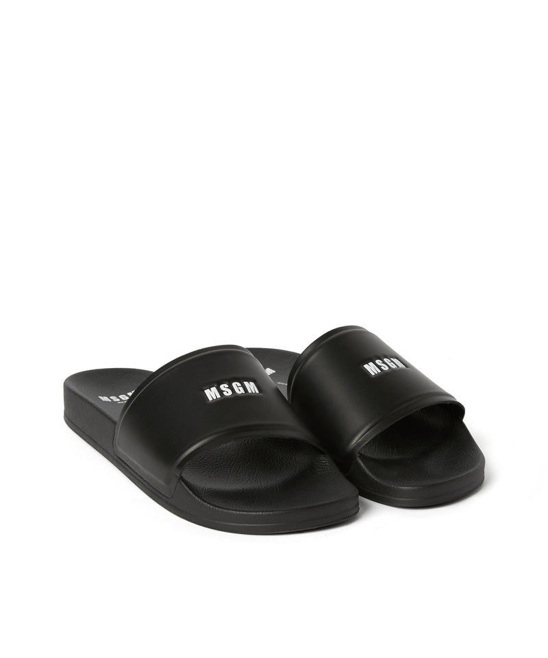 Pool slippers with MSGM micro logo BLACK Men 