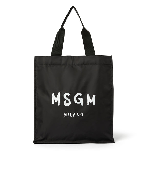 MSGM signature nylon tote bag with brush stroke logo