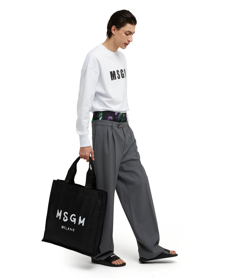 MSGM signature nylon tote bag with brush stroke logo BLACK Unisex 