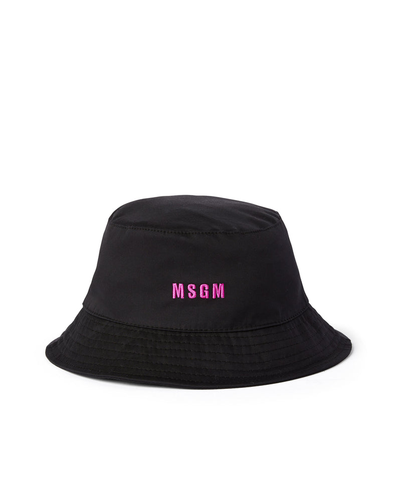 Cotton bucket hat with embroidered micro logo BLACK Unisex 