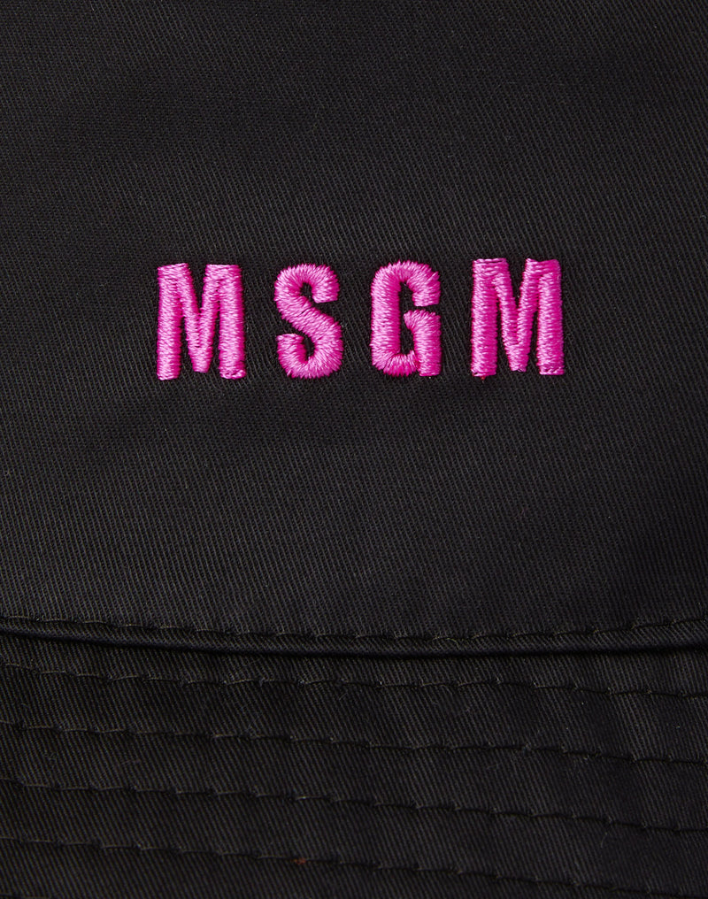 Cotton bucket hat with embroidered micro logo BLACK Unisex 