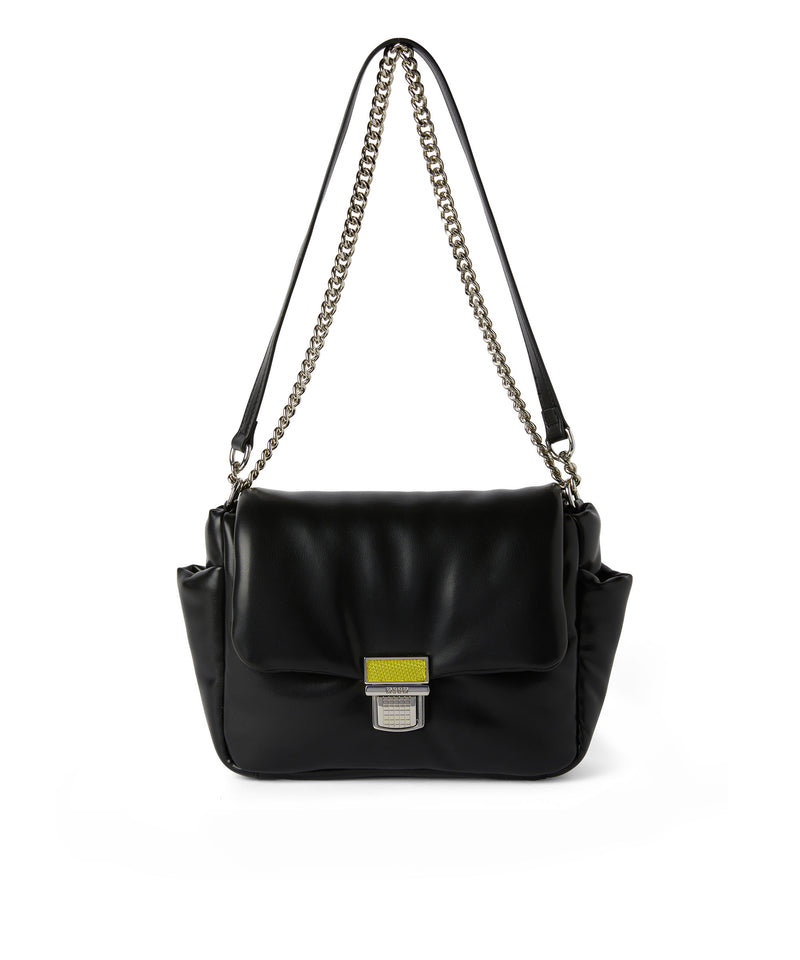 Puffer handbag with snap BLACK Women 