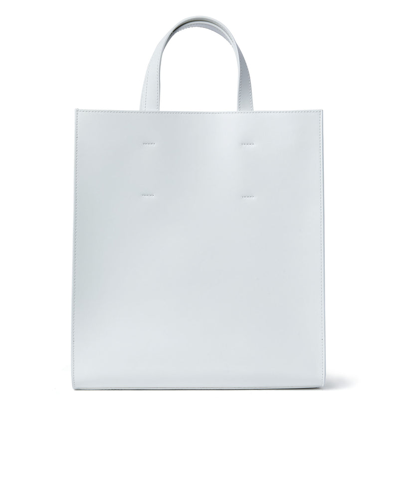 Faux leather tote bag with embossed micro logo WHITE Unisex 