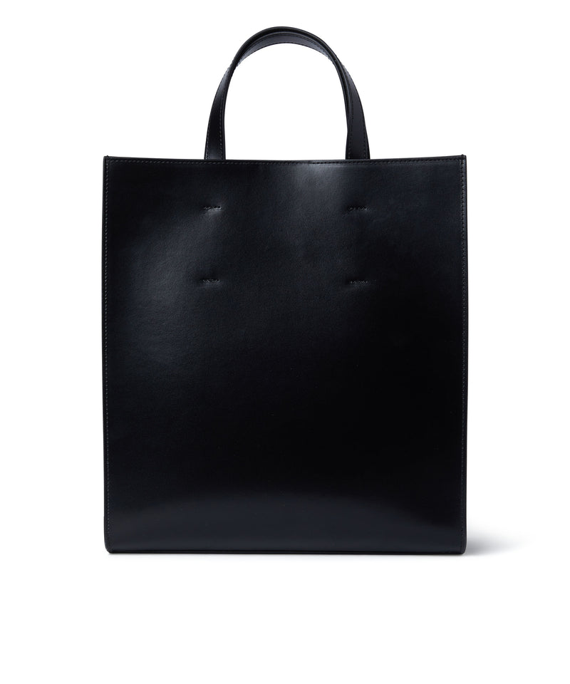 Faux leather tote bag with embossed micro logo BLACK Unisex 