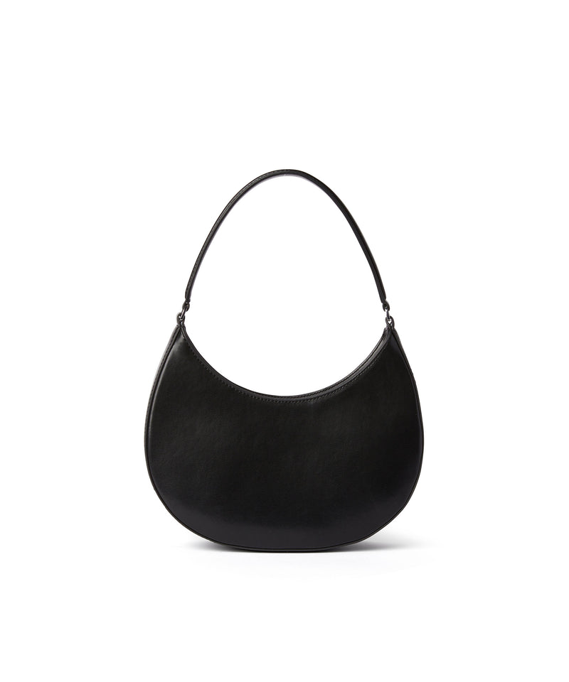 Opaque faux leather small "Hobo" shoulder bag BLACK Women 