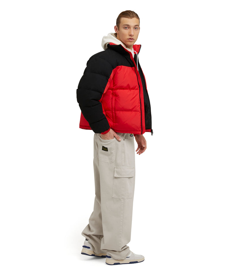 "Micro ripstop" color block down jacket RED Men 