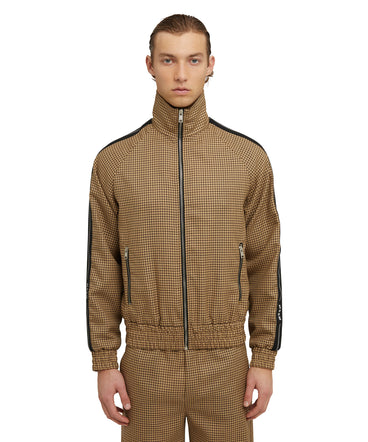 Wool bomber jacket with "Micro Check Wool" pattern