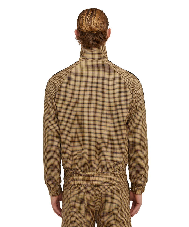 Wool bomber jacket with "Micro Check Wool" pattern CAMEL BEIGE Men 