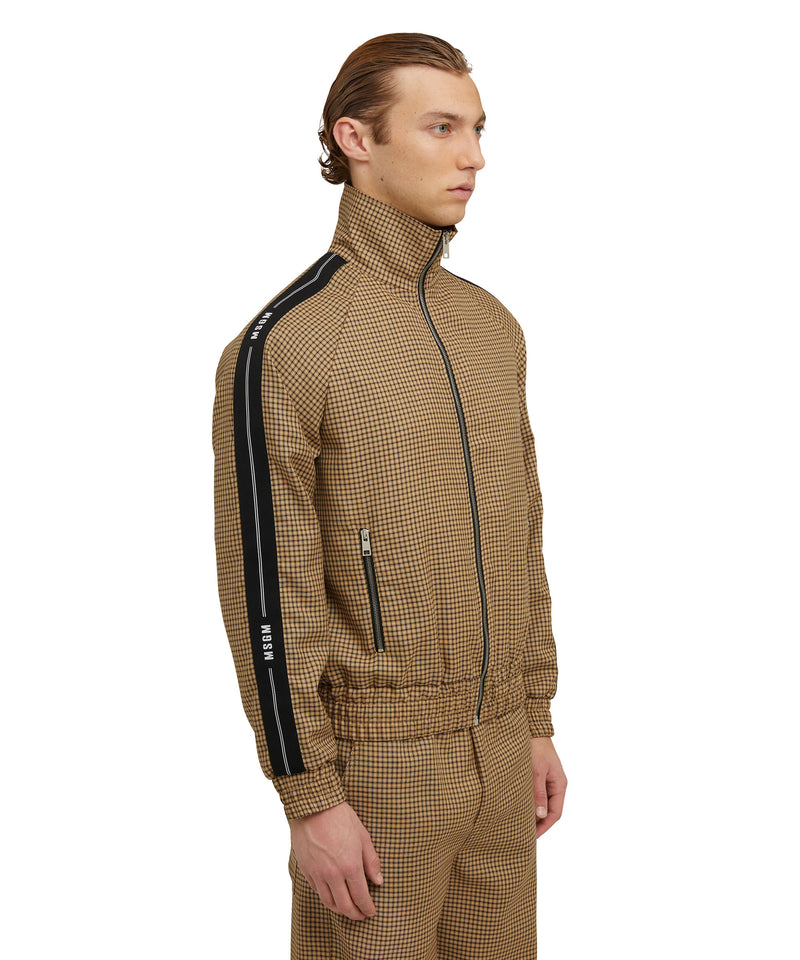 Wool bomber jacket with "Micro Check Wool" pattern CAMEL BEIGE Men 