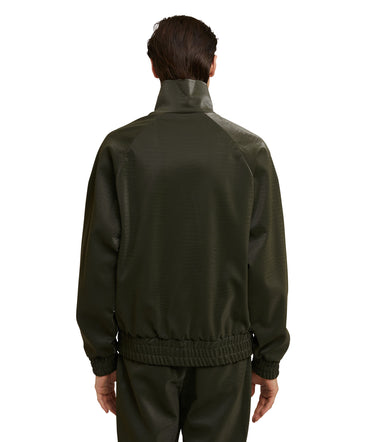 Viscose bomber jacket with "Croco Eco Leather" pattern