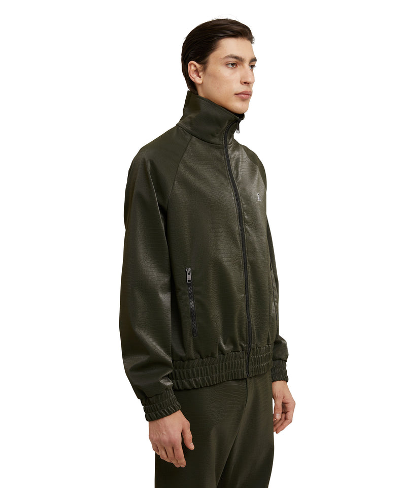 Viscose bomber jacket with "Croco Eco Leather" pattern MILITARY GREEN Men 