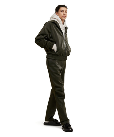 Viscose bomber jacket with "Croco Eco Leather" pattern