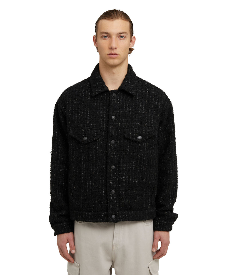 Blended wool  jacket with two front pockets BLACK Men 