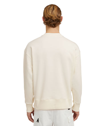 Cotton crewneck sweatshirt with micro logo