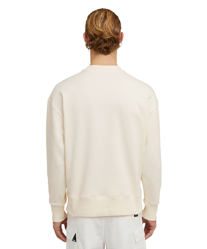 Cotton crewneck sweatshirt with micro logo WHITE Men 