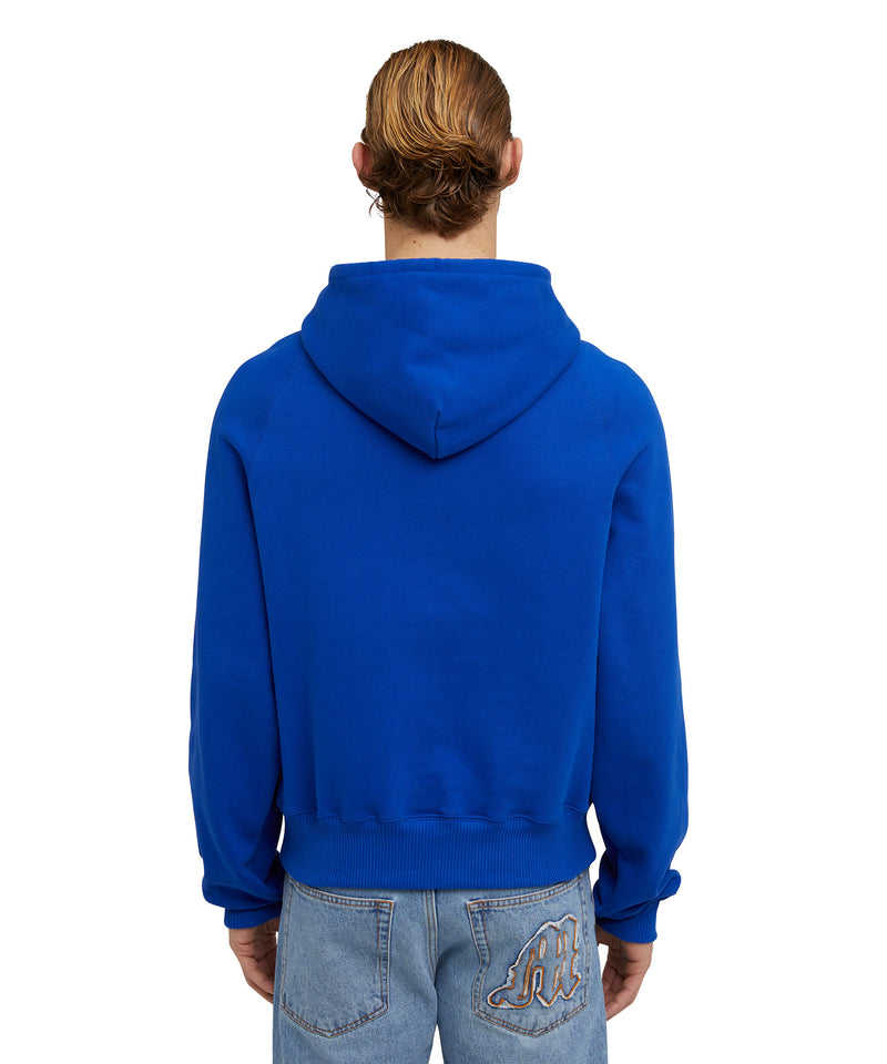 Cotton hooded sweatshirt with MSGM "M" mascot print BLUE Unisex 