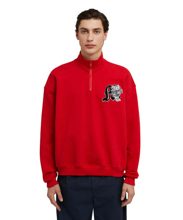 Felpa in cotone con zip MSGM "M" mascotte patch