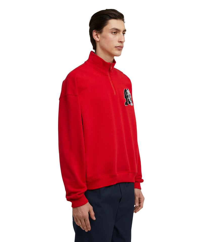 Cotton zippered sweatshirt with MSGM "M" mascot patch RED Men 