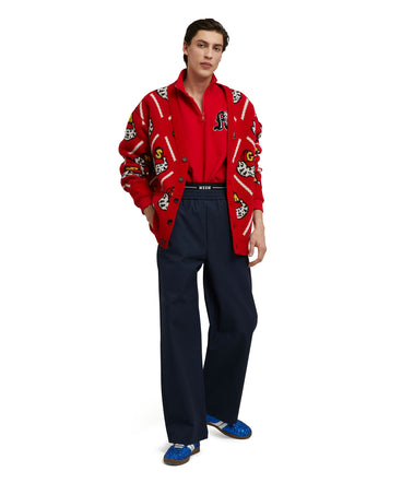 Felpa in cotone con zip MSGM "M" mascotte patch