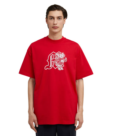 Cotton crewneck t-shirt with MSGM "M" mascot patch