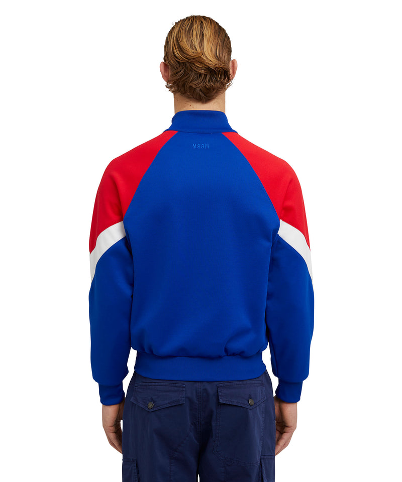 Color-block sweatshirt with micro MSGM "M" mascot patch ELECTRIC BLUE Men 
