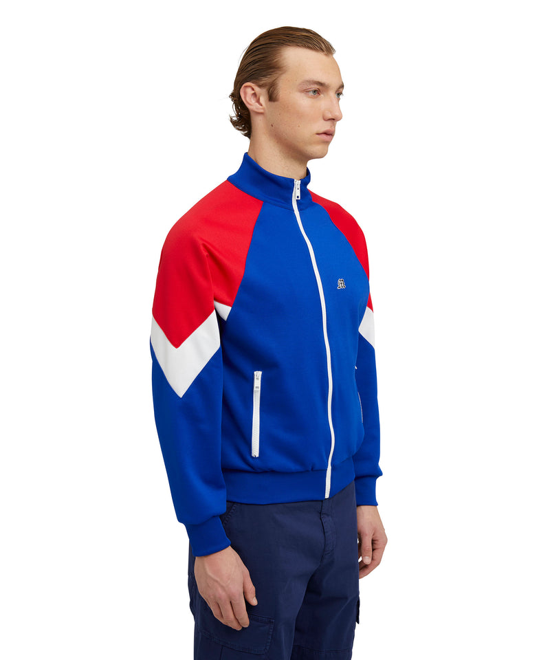 Color-block sweatshirt with micro MSGM "M" mascot patch ELECTRIC BLUE Men 