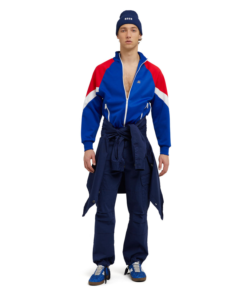 Color-block sweatshirt with micro MSGM "M" mascot patch ELECTRIC BLUE Men 