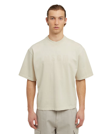 Cotton crewneck t-shirt with MSGM large print logo